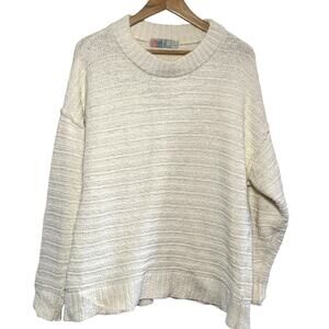 Free People FP Beach Cream Cotton Chunky Textured Pullover Size Medium Sweater